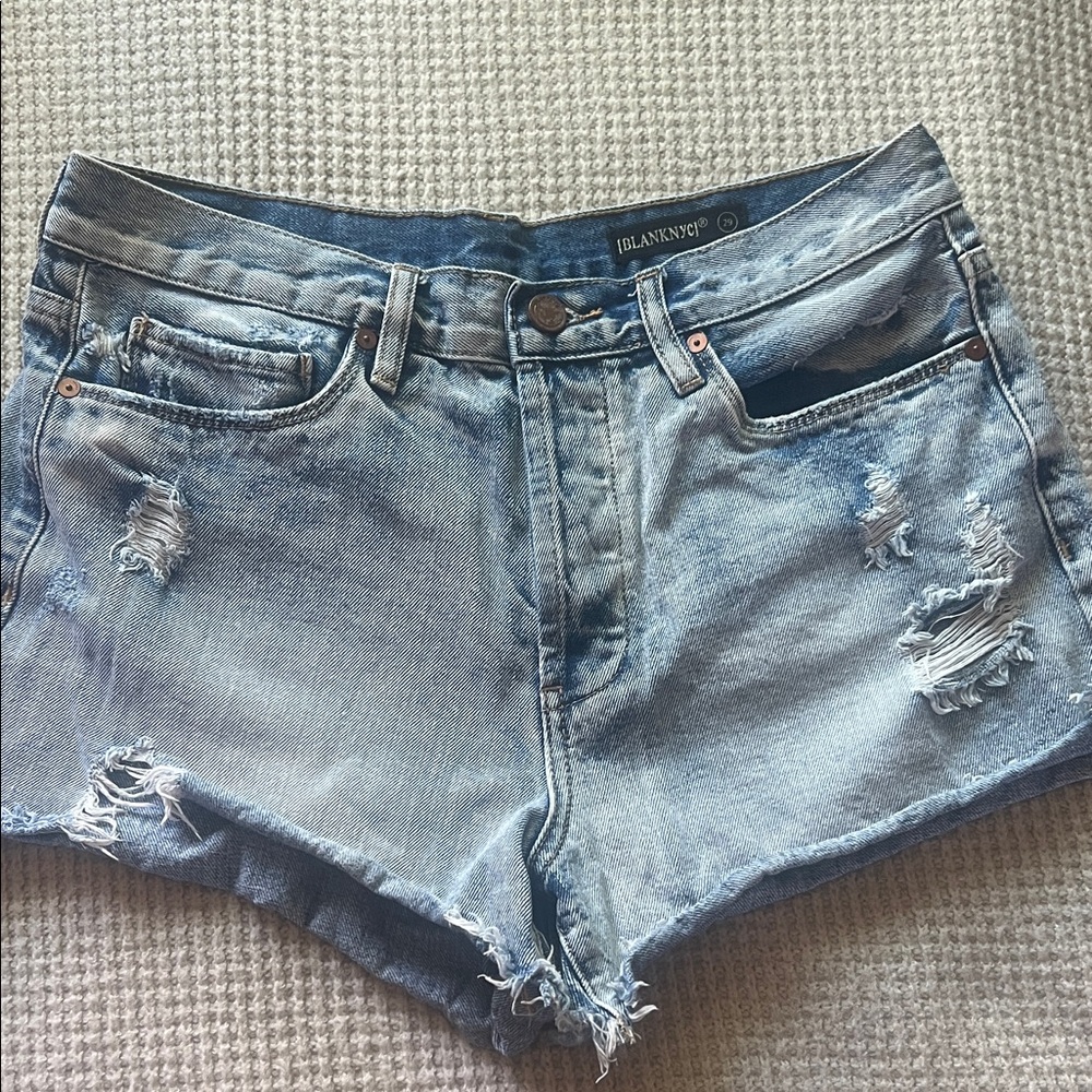 Blank NYC Light Blue Distressed Jean Shorts